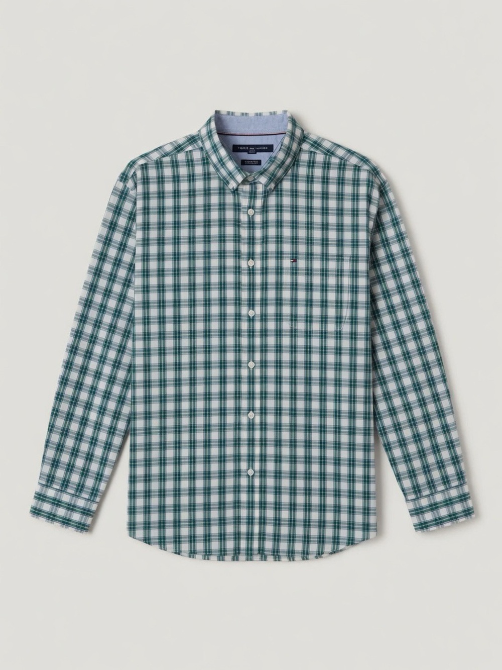 Tommy Hilfiger Classic Green Plaid Men's Button-Down Shirt